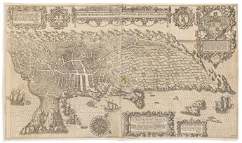 (AZORES.) Jan Huygen van Linschoten. A Cidade De Angra. Na Ilha De Iesu Xpoda Tercera Que Esta Em 39 Graos.                                      